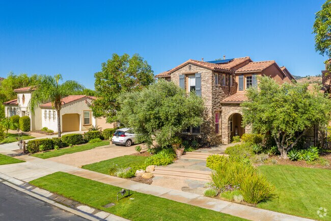 Mediterrean-inspired homes are popular throughout the San Pasqual neighborhood.