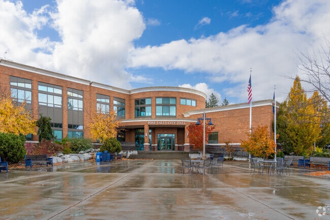 Post Falls City Center features the city hall at the heart of the neighborhood.