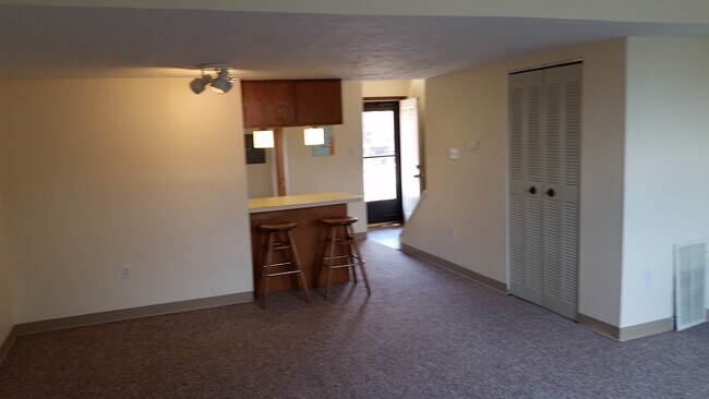 View from living room to front door