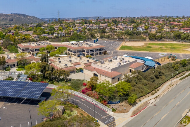 El Camino Creek School encompasses the quad, media center, and outdoor science garden.