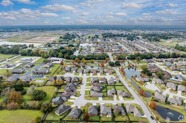 Youngsville, Louisiana features several neighborhoods adjacent to open farmland.