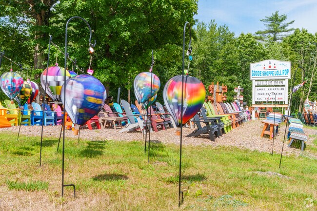 Stop at Good Shoppe Lollipop near New Hampton for Adirondack chairs or colorful lawn ornaments.