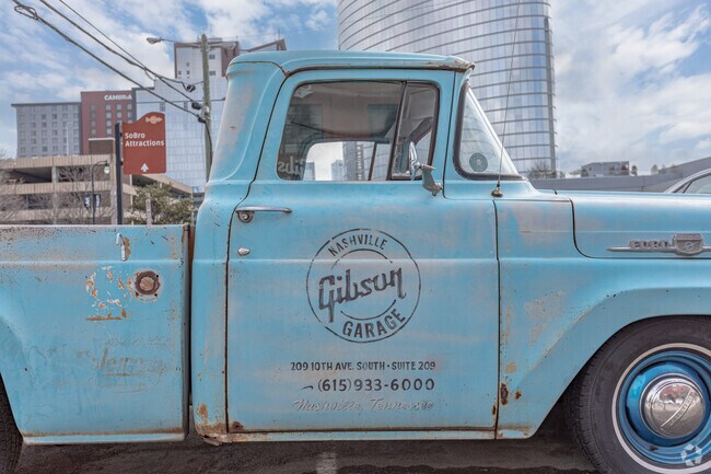 Gibson Garage is located in Cummins Station near downtown Nashville, a short drive from SoBro.