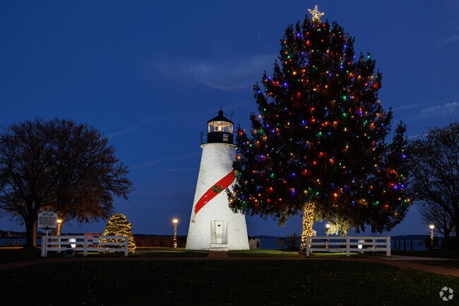 Concord Point Lighthouse is located along the boardwalk of Millard Tydings Memorial Park.