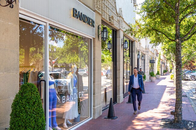 Highland Park Village features 70 high-end shops lining its brick walkways in Highland Park.