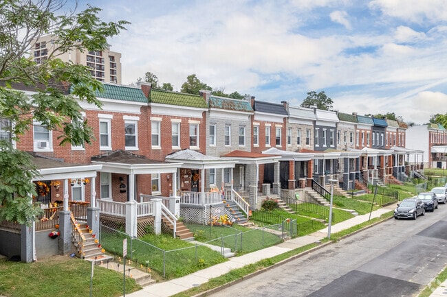 Allendale has a variety of brick homes with front staircases and lawns.