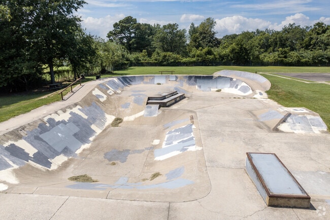 A skatepark that attracts many riders in the Knotts Island neighborhood of North Carolina.