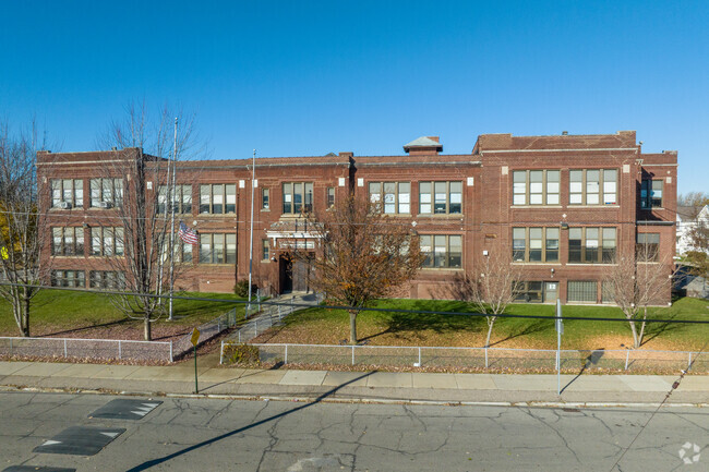 Facade of A.L. Holmes Academy of Blended Learning in Detroit.