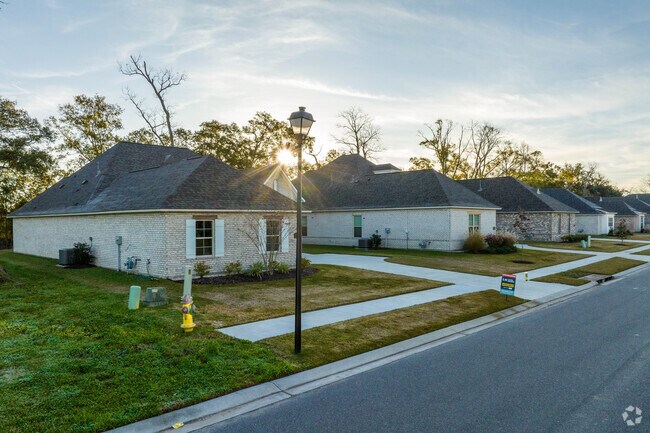 A row of homes featuring well manicured lawns in Darrow.