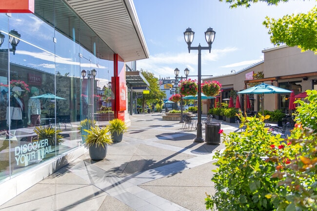 University Village is a pedestrian-friendly shopping center near the University of Washington.