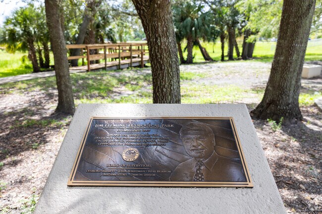 Jim Fleming Ecological Park has a memorial right at the entrance.