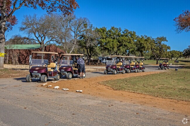Pick up a cart and get your golf game rolling at Double J Ranch in Woodcreek, TX.