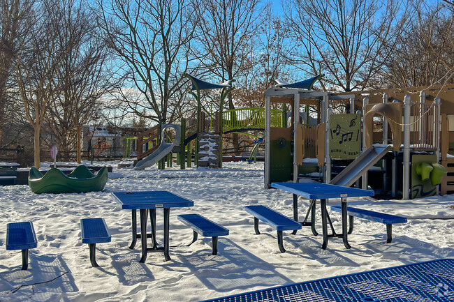 Snow covered playground at Key Elementary School