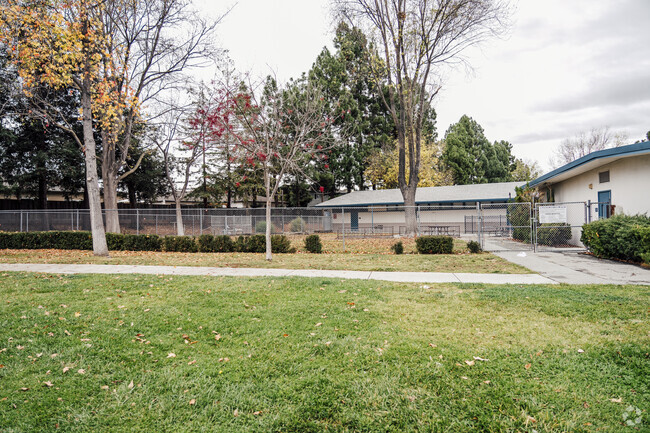 The side of Garden Gate Elementary School in Cupertino, California.