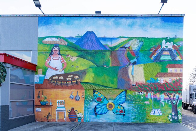 The great big Central American mural was painted by local Brentwood students