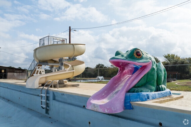 Ride the slides during the summer at the pools at Ruben Gomez Eastside Park.
