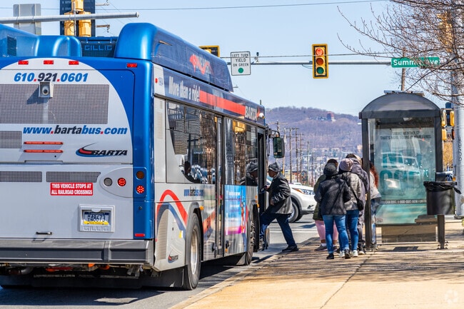 BARTA busses stop frequently on Lancaster Avenue in Liggett, offering convenient commuting for locals.