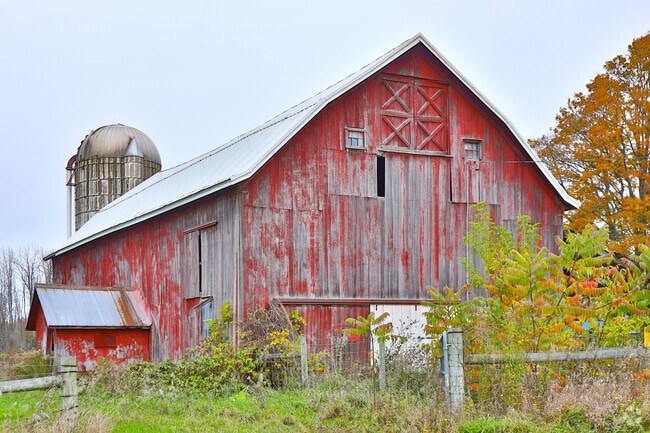 Standing the test of time, Clay still has many old red barns preserving the history of the area.