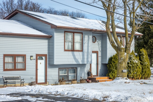 This split level home has beautiful brown accents.
