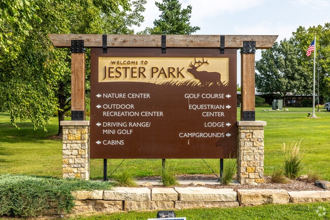 Jester Park is home to a modern nature center, miles of wooded trails, and a golf course.