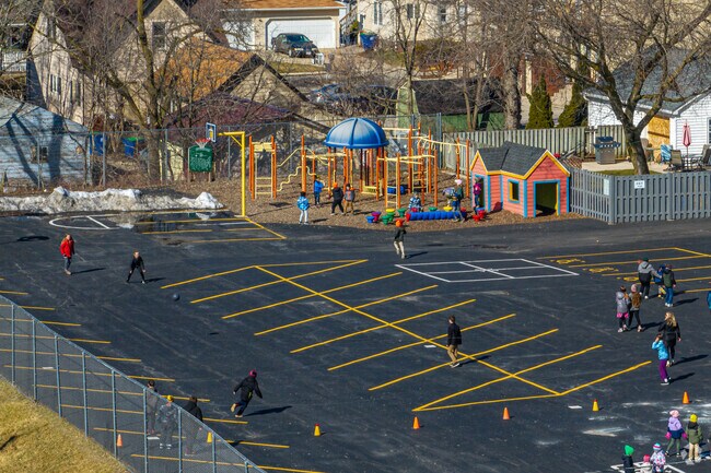 Students at Divine Savior Catholic School in Fredonia, WI can play on the playground on break.