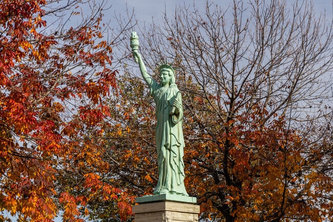 Veterans Memorial Park honors service members with a central monument.