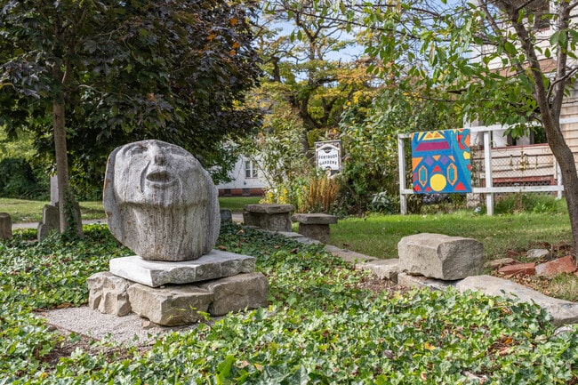 Slavic Village's Gertrude Gardens displays locally made art and sculptures.
