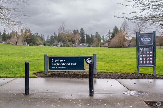 Greyhawk Neighborhood Park is easily accessible, with its paved trails leading to many homes.