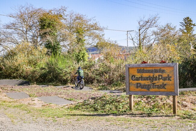 Kids will enjoy racing their bikes at the pump track at Cartwright Park.