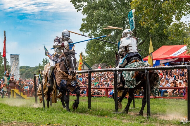 The Knights of the New Order joust at the Michigan Renaissance Festival in Holly.