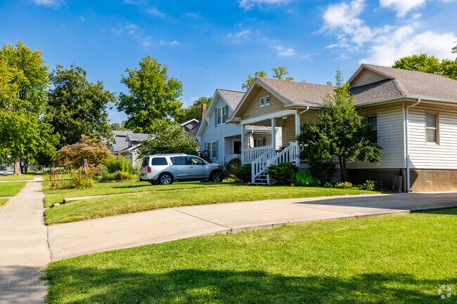 Homes in Midtown Springfield sit neatly together along a quiet street.