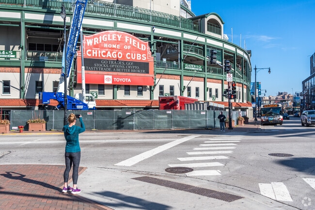 The historic marquee at Wrigley Field is one of Chicagos most photographed locations.