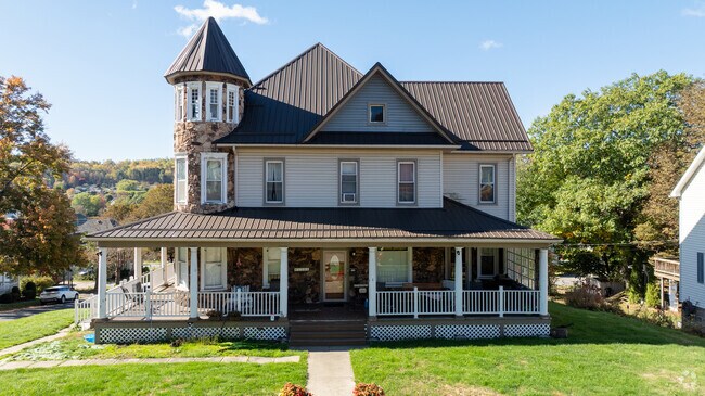 Queen Anne homes in Windber feature towers and decorative windows.