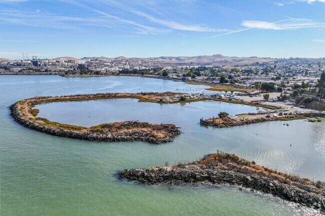 The Marina in Rodeo is a protected inlet, offering calm waters for boaters.