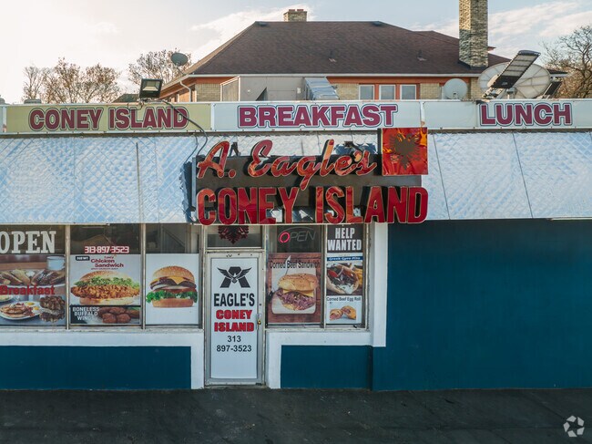 Dine in at A Eagle’s Coney Island for classic Detroit hot dogs.