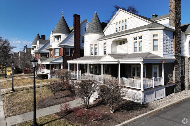 Victorian homes with grand patios can be found in the Pine Hills section of Albany, NY.