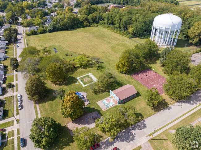 An aerial view of Shroyer Park's Nordale Park.