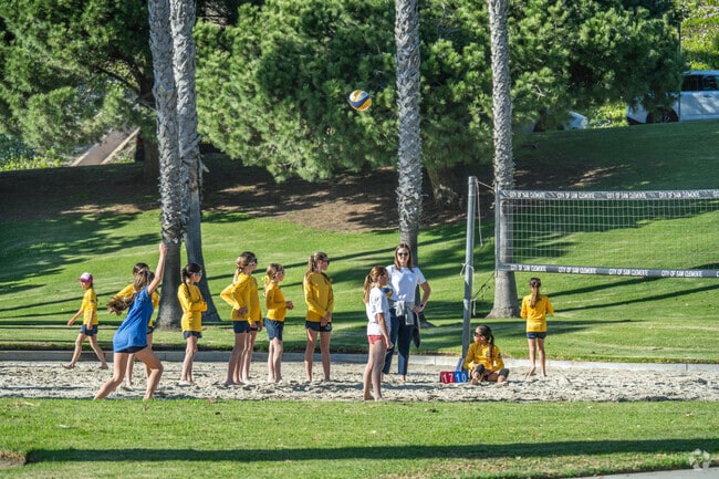 Rancho San Clemente Park has numerous amenities, such as a playground and volleyball courts.