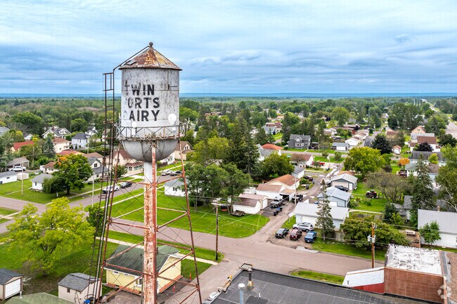 The iconic Twin Ports Dairy tower still stands in South Superior.