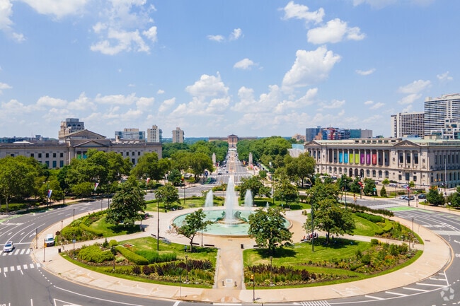 Logan Square's fountains are a beautiful sight in the summer.