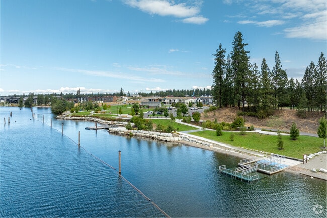 Atlas Waterfront Park has miles of walkable shoreline that runs along the Spokane River.