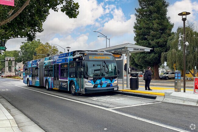Durant Avenue bus station on International Boulevard in Durant Manor, Oakland.