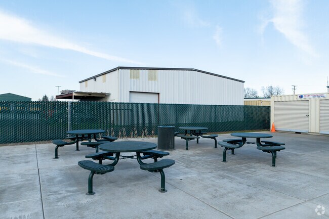 Students enjoy their lunch at Live Oak Alternative School on these benches.