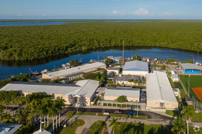 Everglades City School serves preschool through high school with aquaculture programs.