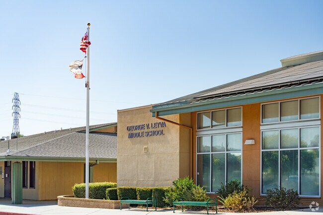 George V. LeyVa Middle School entrance in Hidden Glen, San Jose, California.