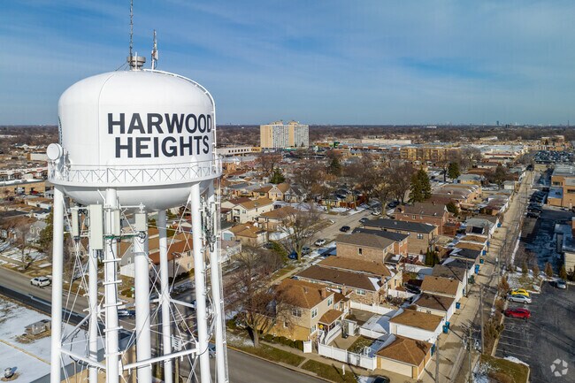 Harwood Heights Water Tower provides water to the neighborhood.