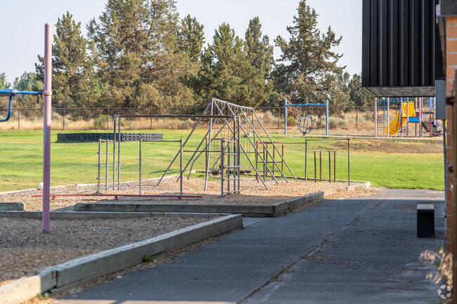 Buckingham Elementary School students can enjoy the swings on the playground in Bend.