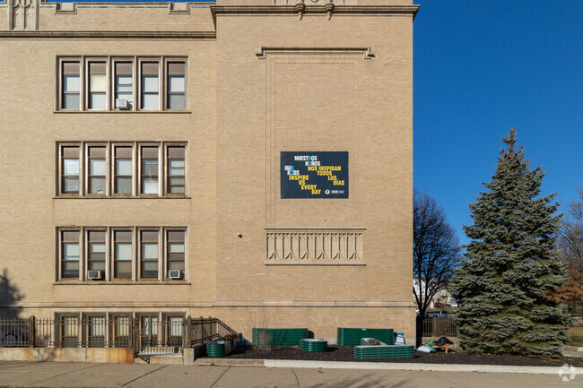 Signage at Laurel Hill Annex School in Hartford, Providence, Rhode Island.