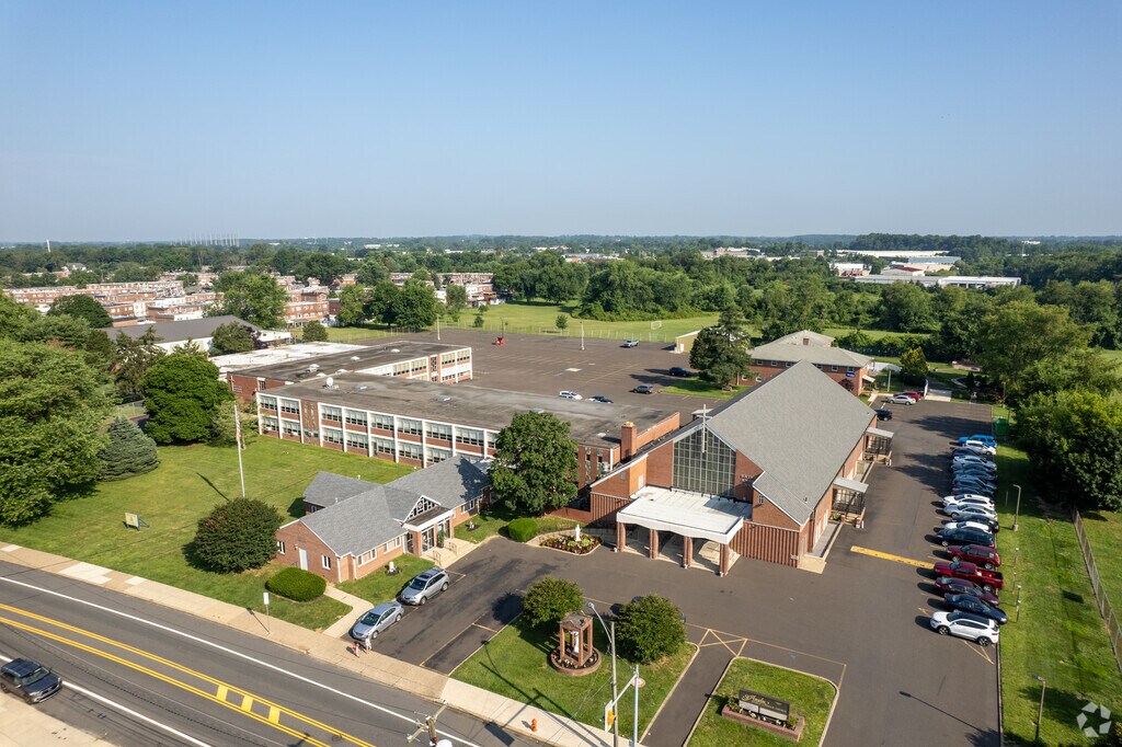 Aerial view of St. Anselm Elementary School in the Parkwood neighborhood.