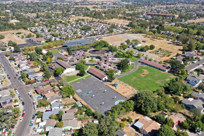 Robert L. Stevens Elementary is surrounded by trees and greenery in Wright Area,
